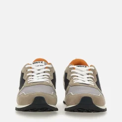 Sneakers Uomo W6YZ Jet-M. in Tessuto Tecnico e Suede colore Taupe Dark Grey e Orange