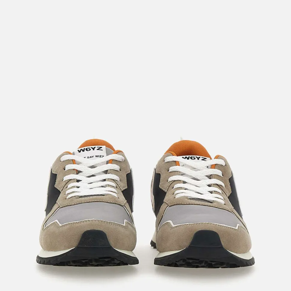 Sneakers Uomo W6YZ Jet-M. in Tessuto Tecnico e Suede colore Taupe Dark Grey e Orange