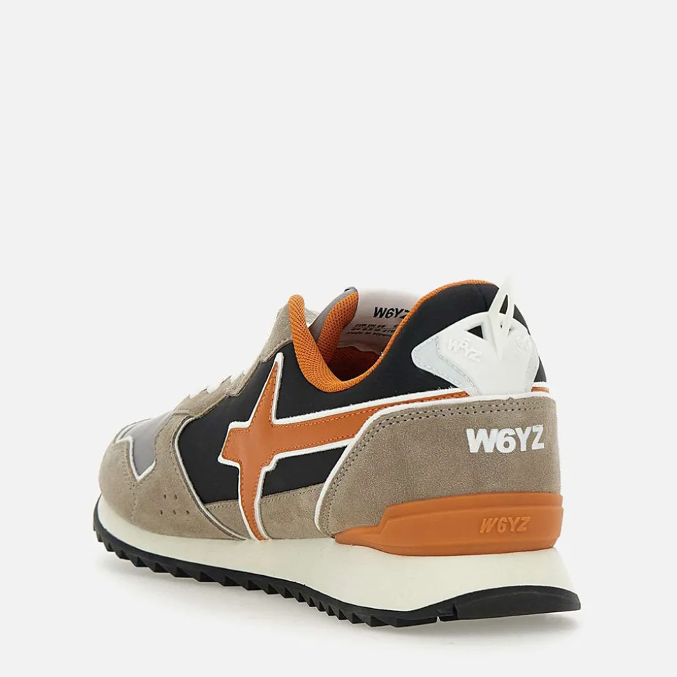 Sneakers Uomo W6YZ Jet-M. in Tessuto Tecnico e Suede colore Taupe Dark Grey e Orange