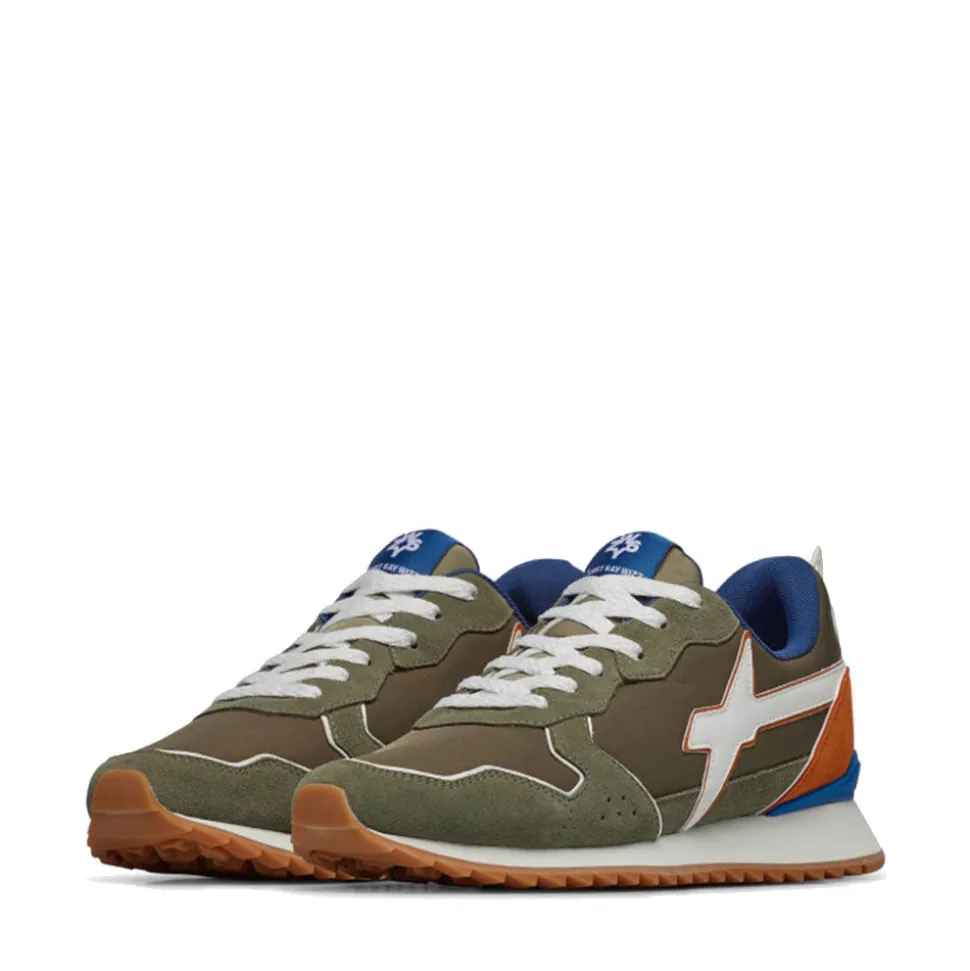 Sneakers Uomo W6YZ Jet-M. in Tessuto Tecnico e Suede colore Militare White e Orange