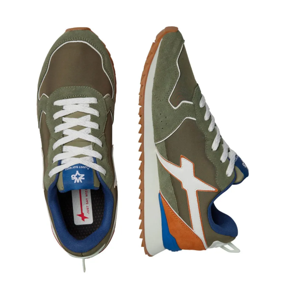Sneakers Uomo W6YZ Jet-M. in Tessuto Tecnico e Suede colore Militare White e Orange