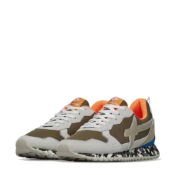 Sneakers Uomo W6YZ Jet-M. in Tessuto Tecnico e Suede colore White Militare e Stone