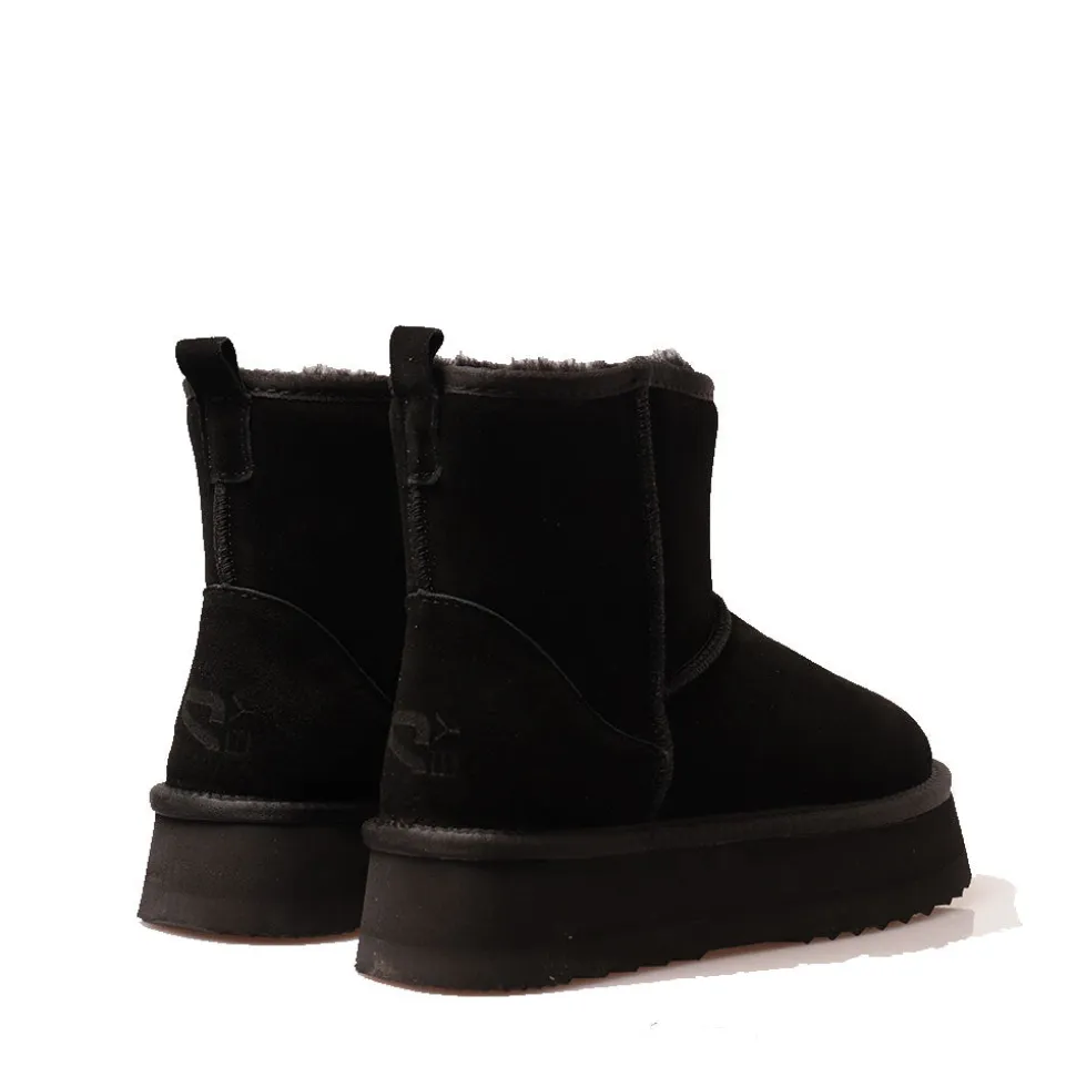 Stivaletti Imbottiti Midi Platform S by MASSIMO SANTINI linea Polly in Velour Nero