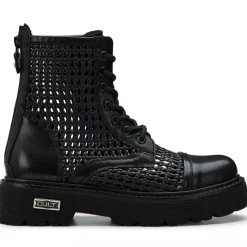 Stivali Donna CULT Slash 4218 Anfibi in Pelle Nera Intrecciata