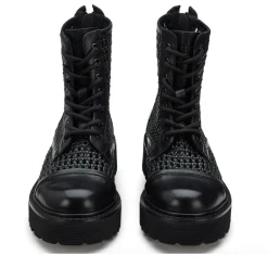 Stivali Donna CULT Slash 4218 Anfibi in Pelle Nera Intrecciata