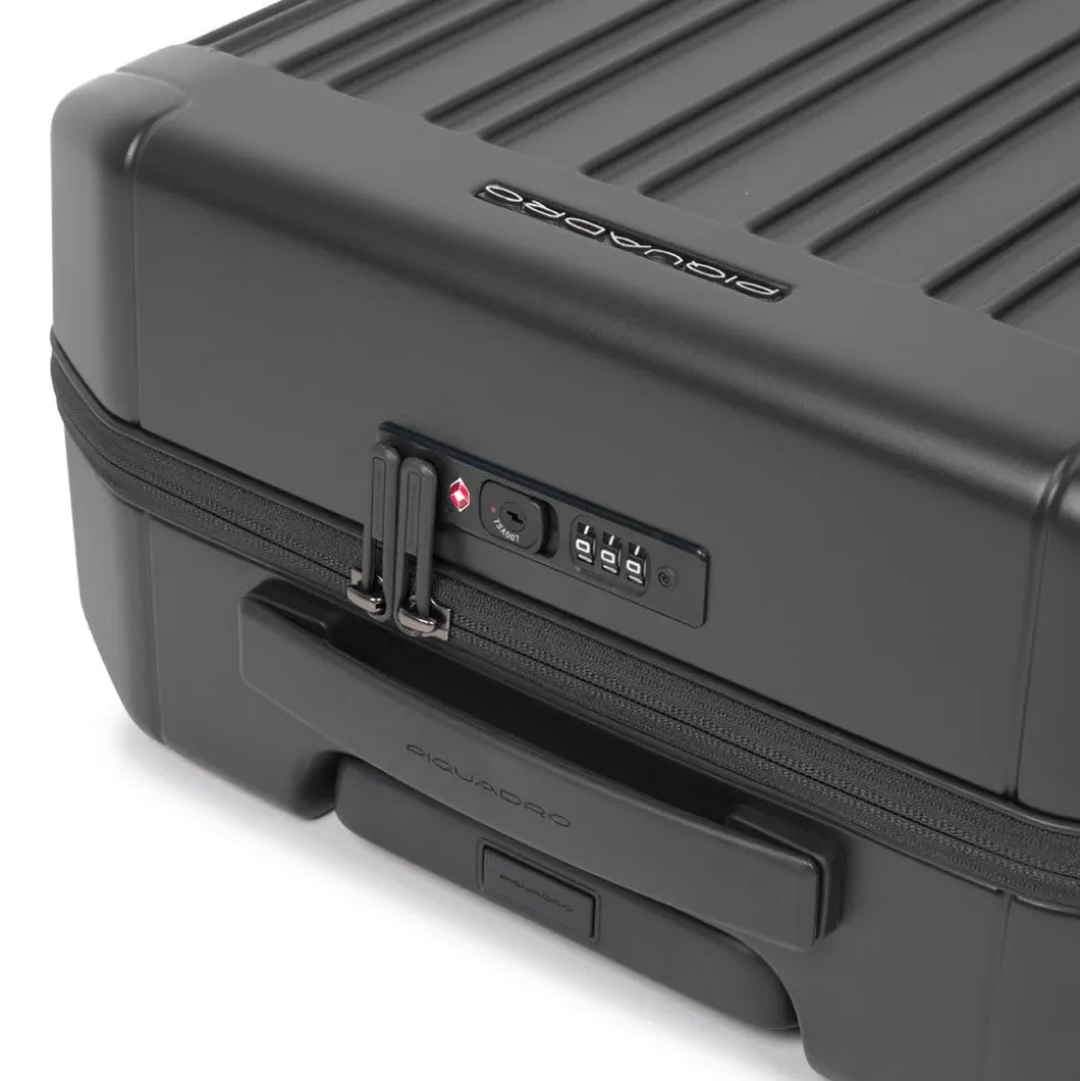 Trolley cabina PIQUADRO Rigido Ultra Slim con 4 Ruote Colore Nero Opaco Linea PQ-Light - BV4425PQL
