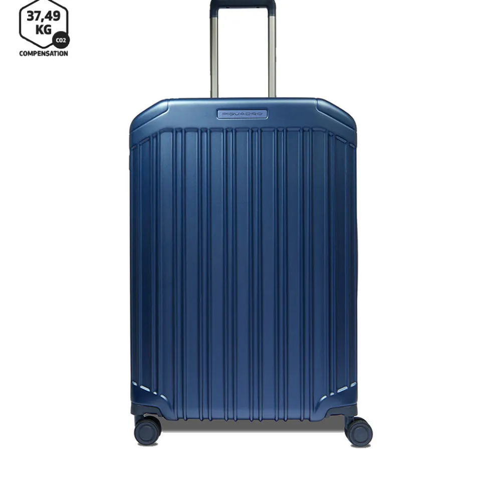 Trolley medio 69cm PIQUADRO Espandibile Rigido 4 Ruote Blu BV6393PQL