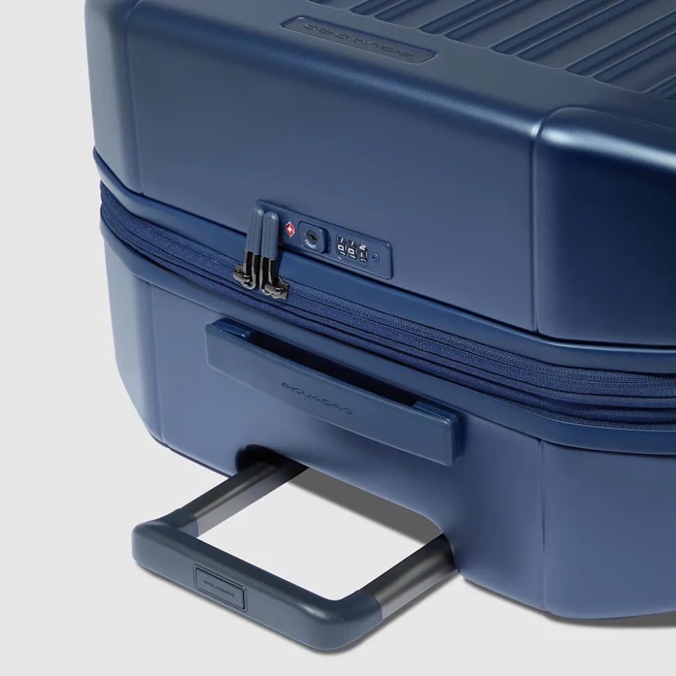 Trolley medio 69cm PIQUADRO Espandibile Rigido 4 Ruote Blu BV6393PQL