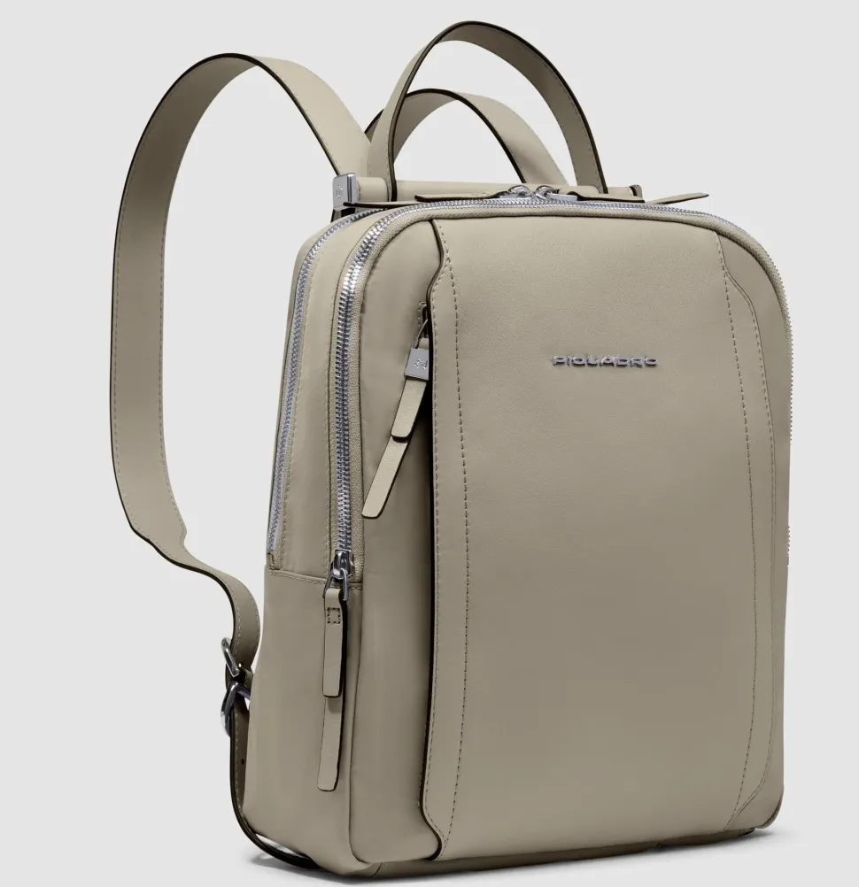 Zaino Donna Porta iPad PIQUADRO linea Circle in Pelle e Tessuto Beige- CA5566W92T