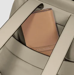 Zaino Donna Porta iPad PIQUADRO linea Circle in Pelle e Tessuto Beige- CA5566W92T